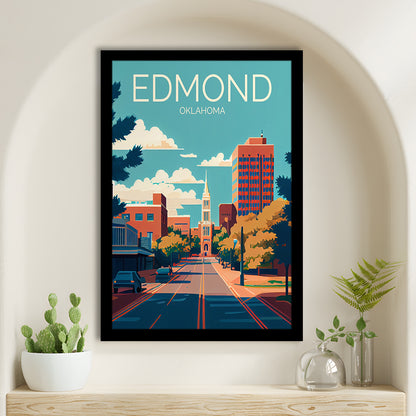 Edmond Oklahoma Retro Art Print, Edmond City Wall Art, Framed Art Print, Picture Framed, Painting Art