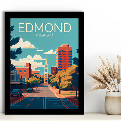 Edmond Oklahoma Retro Art Print, Edmond City Wall Art, Framed Art Print, Picture Framed, Painting Art