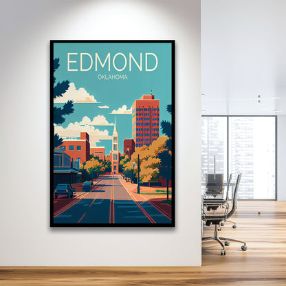Edmond Oklahoma Retro Art Print, Edmond City Wall Art, Framed Art Print, Picture Framed, Painting Art