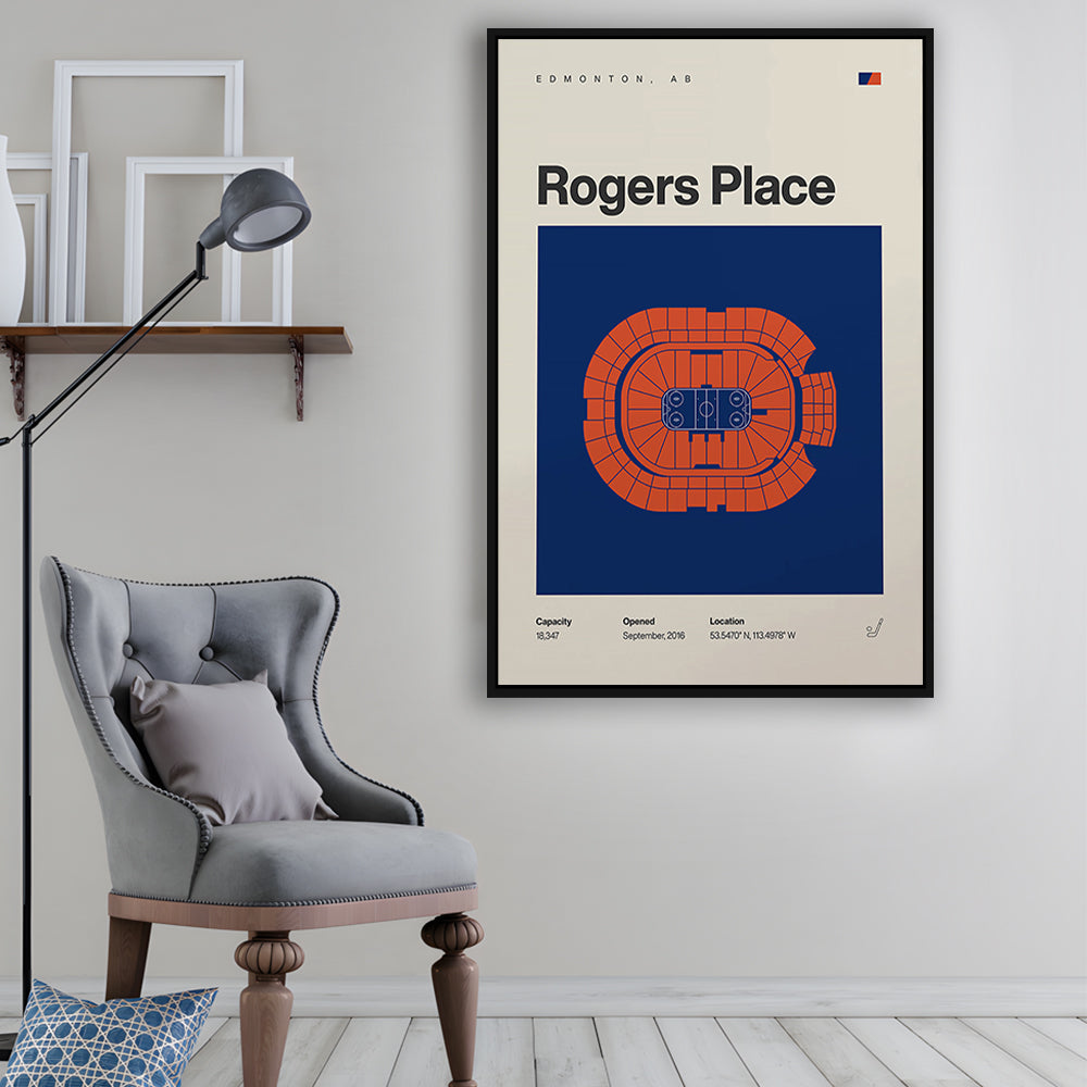 Edmonton Oilers Stadium Print, Rogers Place Stadium Print, Man Cave Gift, Floating Framed Canvas Print Wall Art