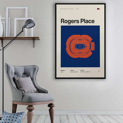 Edmonton Oilers Stadium Print, Rogers Place Stadium Print, Man Cave Gift, Floating Framed Canvas Print Wall Art