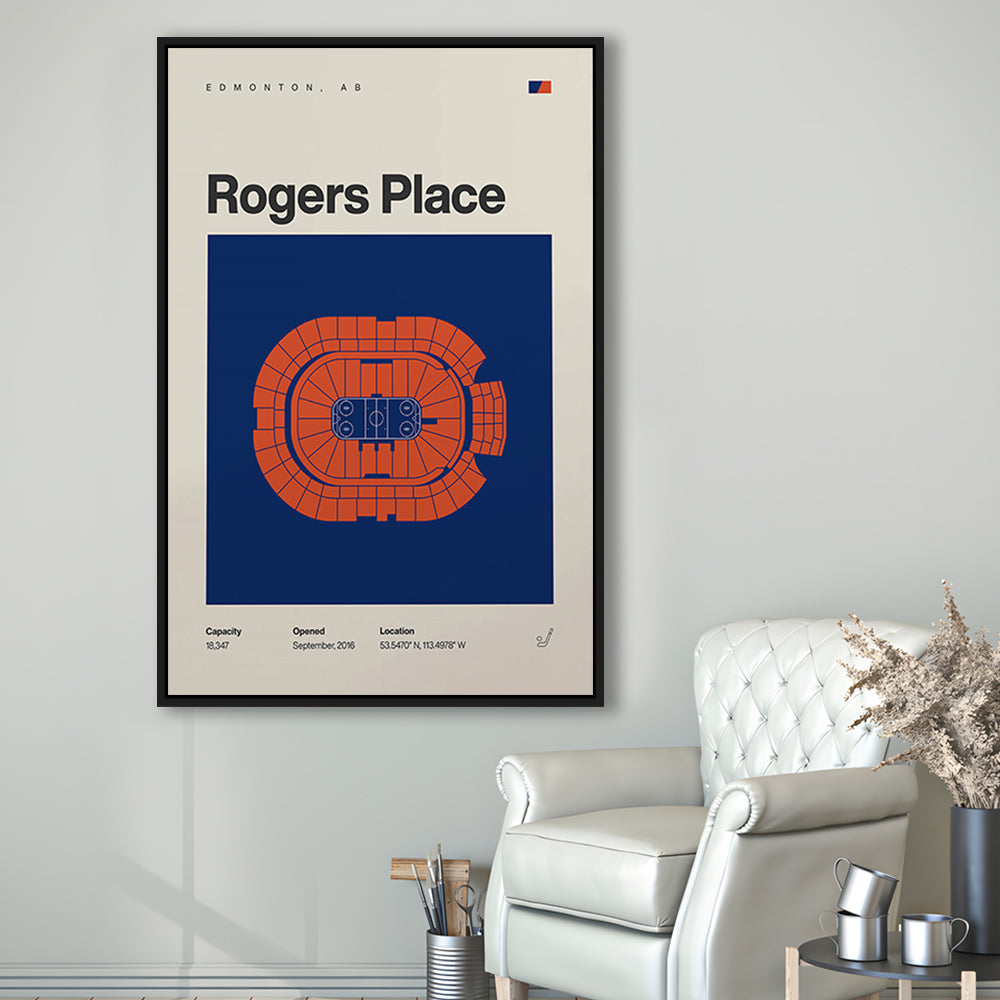 Edmonton Oilers Stadium Print, Rogers Place Stadium Print, Man Cave Gift, Floating Framed Canvas Print Wall Art