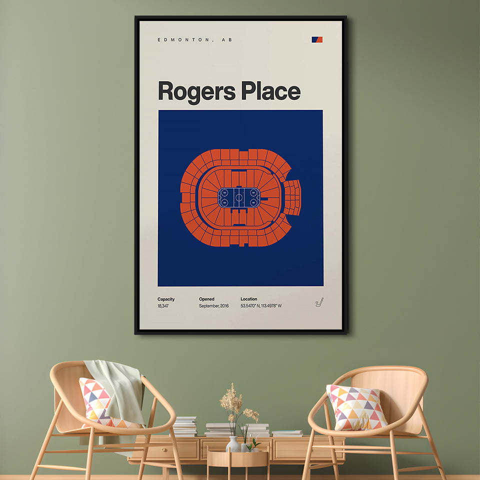 Edmonton Oilers Stadium Print, Rogers Place Stadium Print, Man Cave Gift, Floating Framed Canvas Print Wall Art