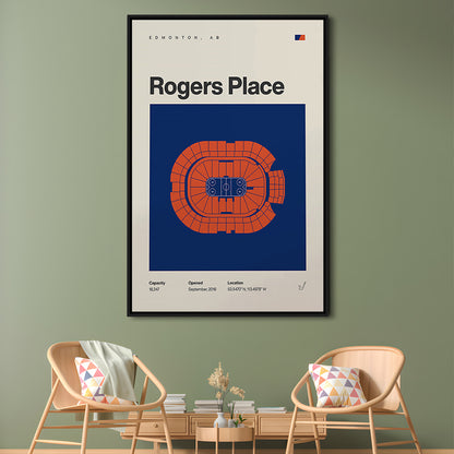 Edmonton Oilers Stadium Print, Rogers Place Stadium Print, Man Cave Gift, Floating Framed Canvas Print Wall Art