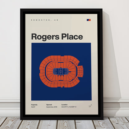 Edmonton Oilers Stadium Print, Rogers Place Stadium Print, Man Cave Gift, Floating Framed Canvas Print Wall Art