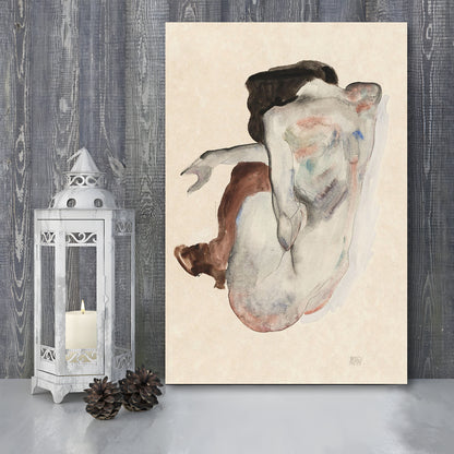 Egon Schiele Naked Lady (1912) Print, Egon Schiele Art Print, Egon Schiele, Women Oil Painting, Canvas Print, Canvas Decor