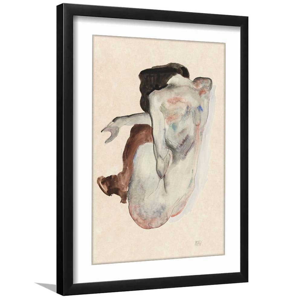 Egon Schiele Naked Lady (1912) Print, Egon Schiele Art Print, Women Oil Painting, Framed Art Print, White Border