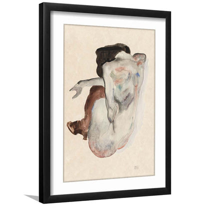 Egon Schiele Naked Lady (1912) Print, Egon Schiele Art Print, Women Oil Painting, Framed Art Print, White Border
