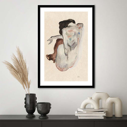 Egon Schiele Naked Lady (1912) Print, Egon Schiele Art Print, Women Oil Painting, Framed Art Print, White Border