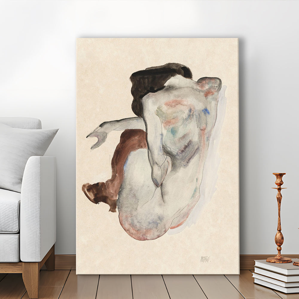 Egon Schiele Naked Lady (1912) Print, Egon Schiele Art Print, Egon Schiele, Women Oil Painting, Canvas Print, Canvas Decor