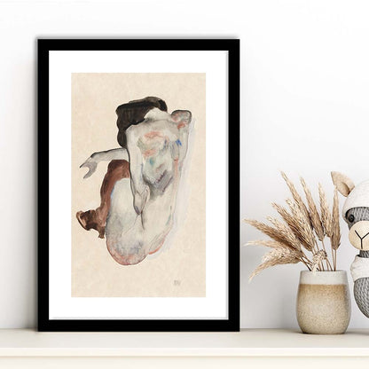 Egon Schiele Naked Lady (1912) Print, Egon Schiele Art Print, Women Oil Painting, Framed Art Print, White Border