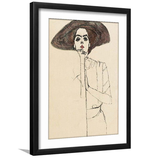Egon Schiele Portrait Of A Woman (1910) Print, Egon Schiele Art Print, Framed Art Print, White Border