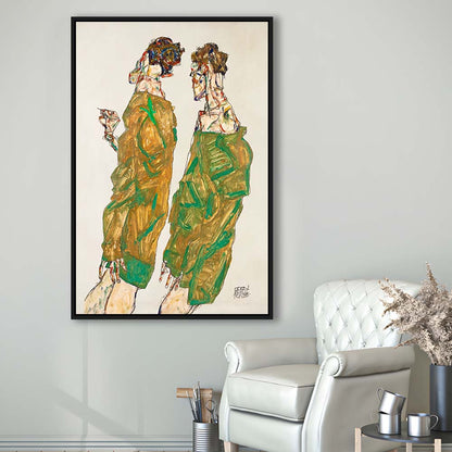 Egon Schiele Print - Devotion (1913), Egon Schiele Art Print, Egon Schiele Reproduction, Framed Canvas Print, Floating Frame