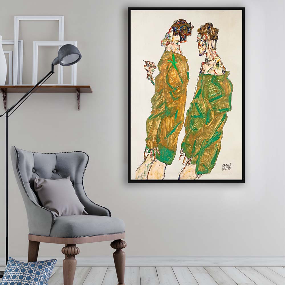 Egon Schiele Print - Devotion (1913), Egon Schiele Art Print, Egon Schiele Reproduction, Framed Canvas Print, Floating Frame