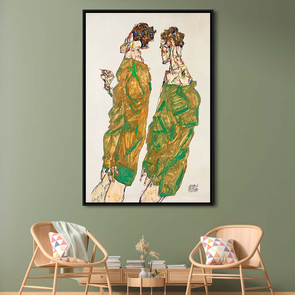 Egon Schiele Print - Devotion (1913), Egon Schiele Art Print, Egon Schiele Reproduction, Framed Canvas Print, Floating Frame
