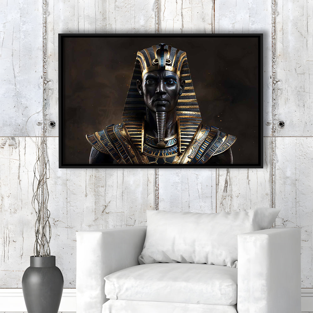 Egyptian Pharaoh Canvas Print,African Wall Art,Egyptian Artwork,Ready To Hang, Framed Cavas Print, Floating Frame