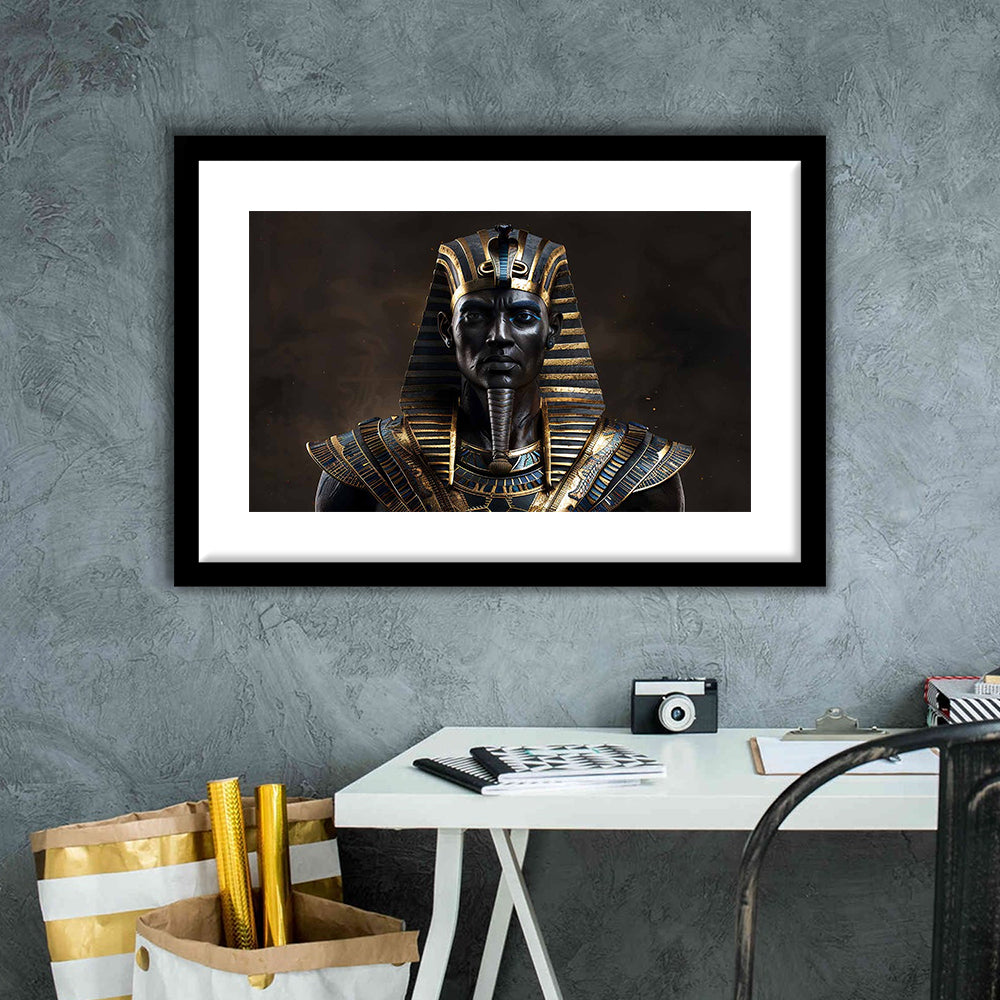 Egyptian Pharaoh Art Print,African Wall Art,Egyptian Artwork,Ready To Hang Wall Decor, Framed Art Print White Border