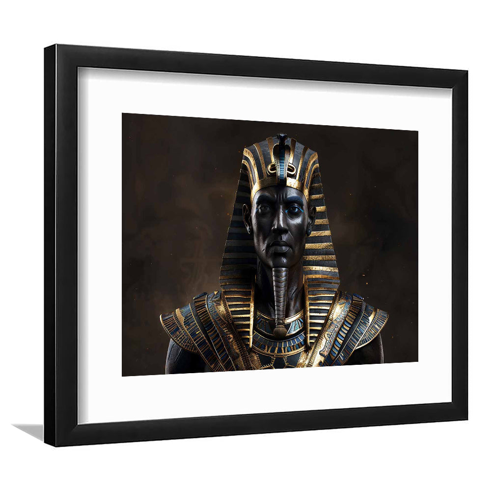 Egyptian Pharaoh Art Print,African Wall Art,Egyptian Artwork,Ready To Hang Wall Decor, Framed Art Print White Border