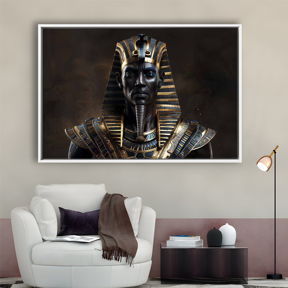 Egyptian Pharaoh Canvas Print,African Wall Art,Egyptian Artwork,Ready To Hang, Framed Cavas Print, Floating Frame
