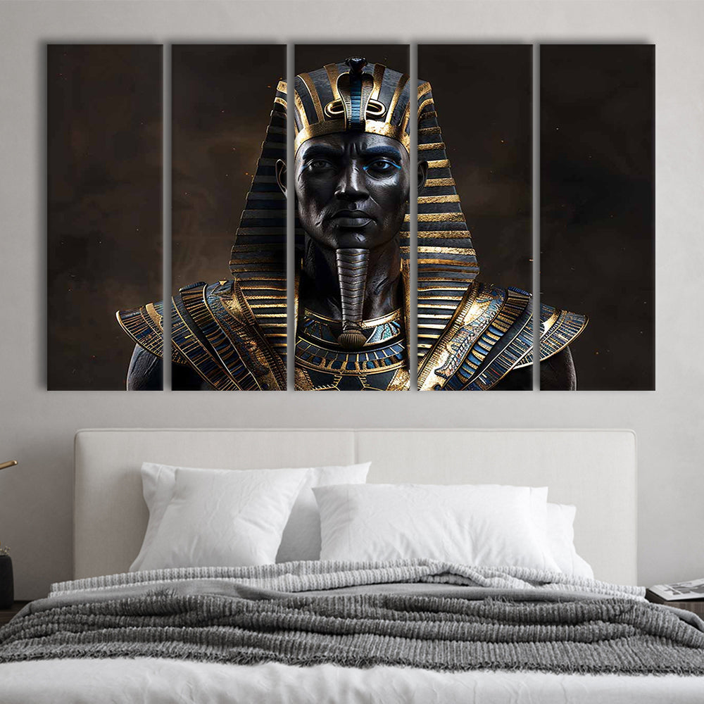 Egyptian Pharaoh Canvas Print,African Wall Art,Ready to Hang Wall Decor, 5 Piece B Extra Large Cavas Print Wall Art Decor