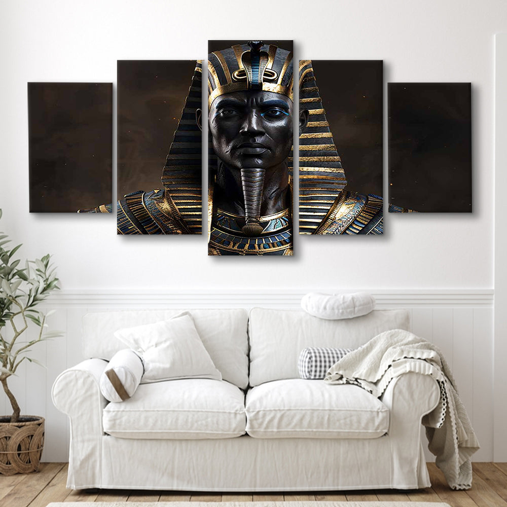 Egyptian Pharaoh Canvas Print,African Wall Art,Egyptian Artwork,Ready to Hang, 5 Piece Large Cavas Print Wall Art