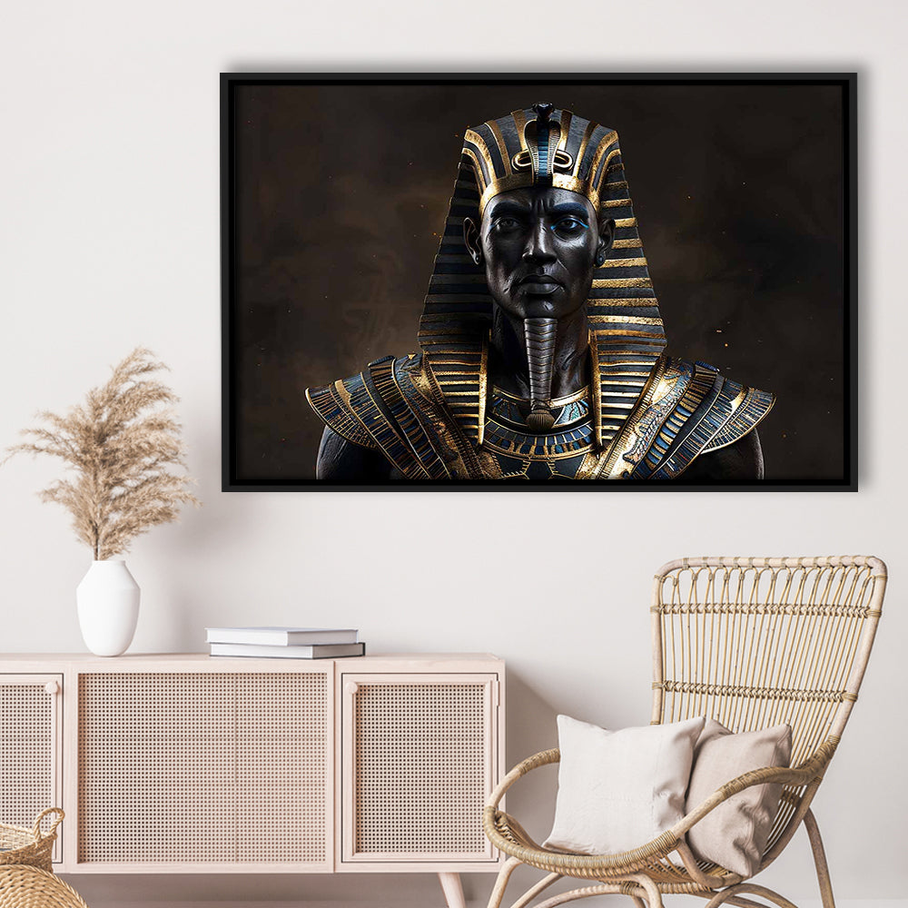 Egyptian Pharaoh Canvas Print,African Wall Art,Egyptian Artwork,Ready To Hang, Framed Cavas Print, Floating Frame