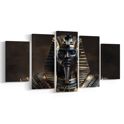 Egyptian Pharaoh Canvas Print,African Wall Art,Egyptian Artwork,Ready to Hang, 5 Piece Large Cavas Print Wall Art