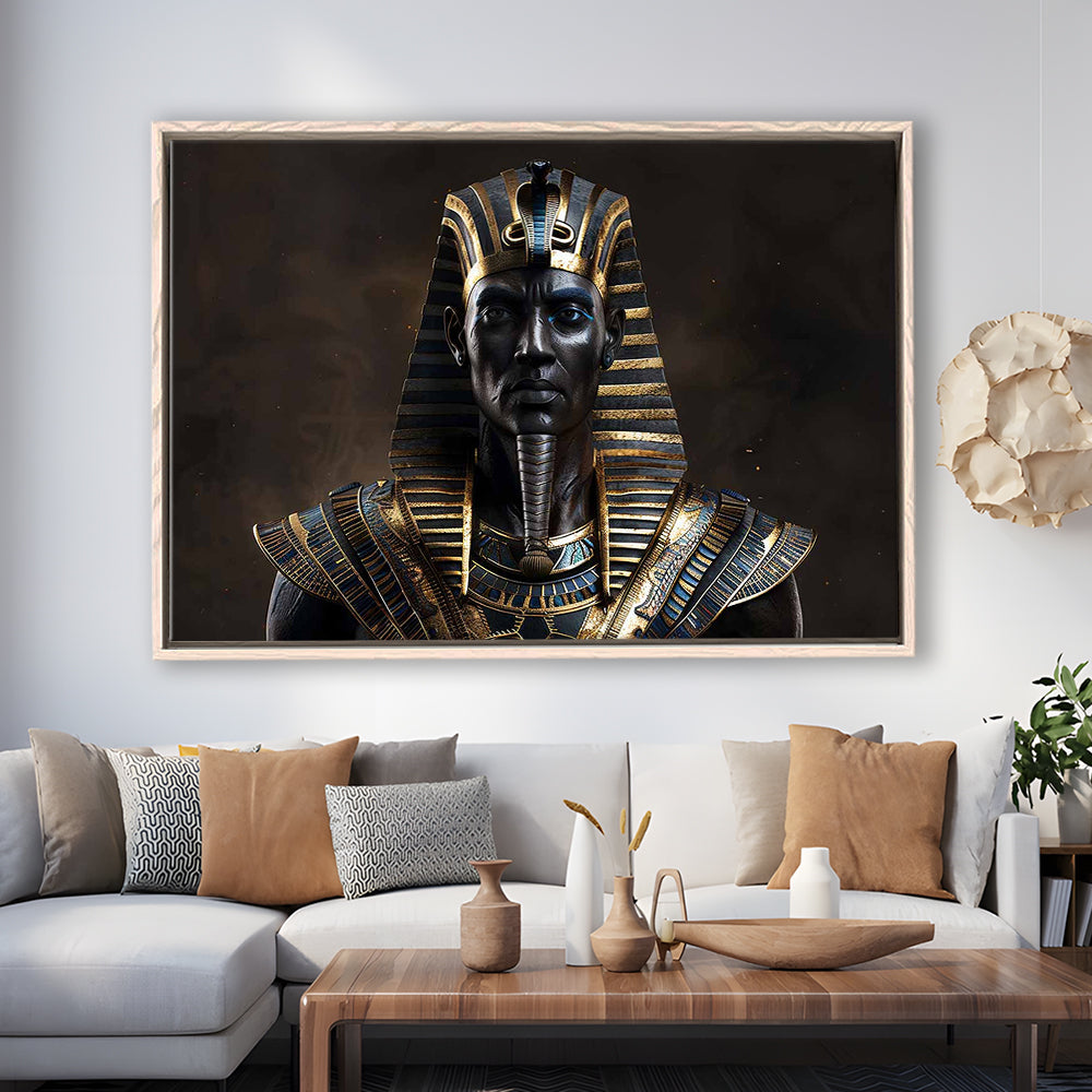 Egyptian Pharaoh Canvas Print,African Wall Art,Egyptian Artwork,Ready To Hang, Framed Cavas Print, Floating Frame