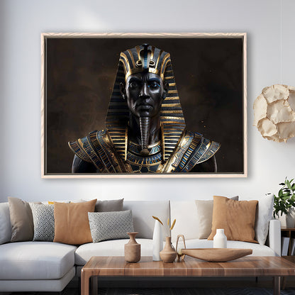 Egyptian Pharaoh Canvas Print,African Wall Art,Egyptian Artwork,Ready To Hang, Framed Cavas Print, Floating Frame