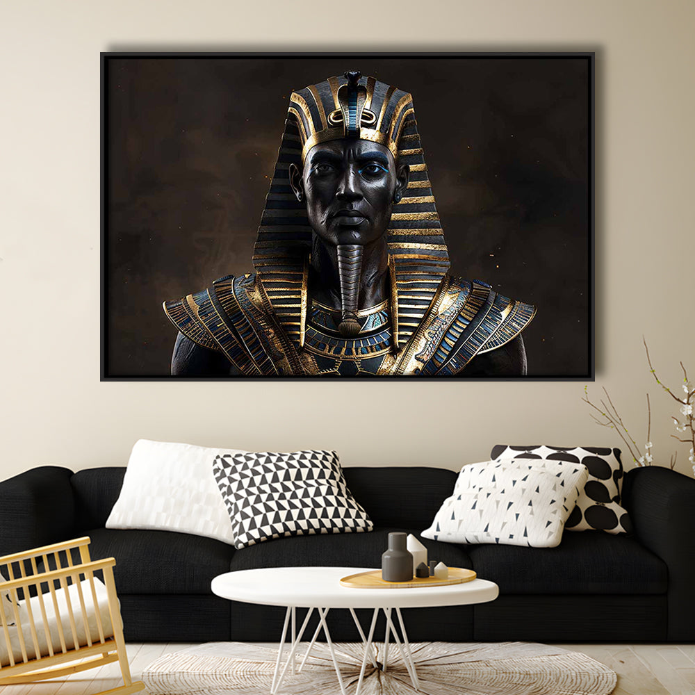 Egyptian Pharaoh Canvas Print,African Wall Art,Egyptian Artwork,Ready To Hang, Framed Cavas Print, Floating Frame