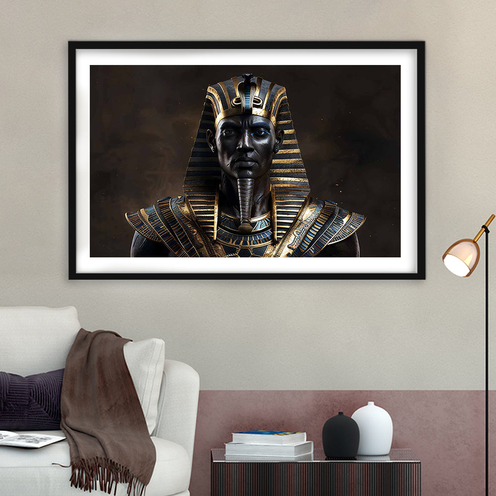 Egyptian Pharaoh Art Print,African Wall Art,Egyptian Artwork,Ready To Hang Wall Decor, Framed Art Print White Border