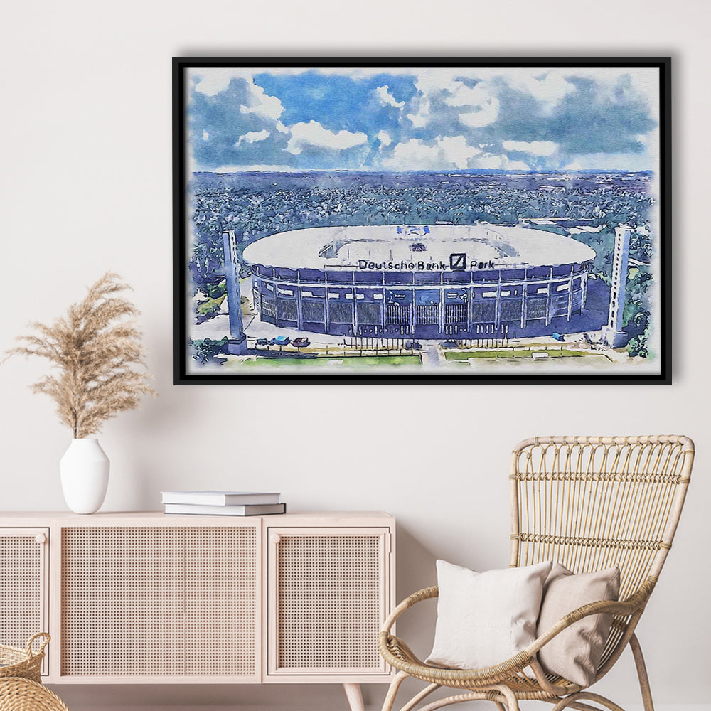 Eintracht Frankfurt, Deutsche Bank Park Watercolor, Sport Gift Art, Framed Canvas Print Wall Art