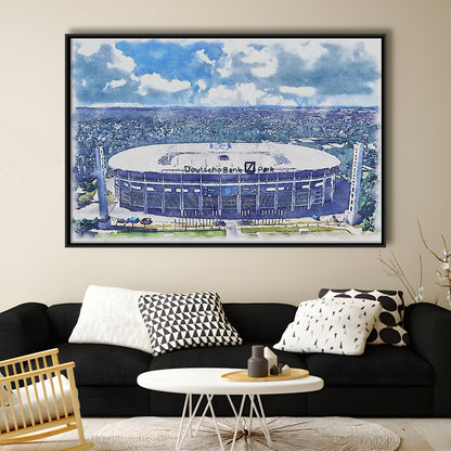 Eintracht Frankfurt, Deutsche Bank Park Watercolor, Sport Gift Art, Framed Canvas Print Wall Art