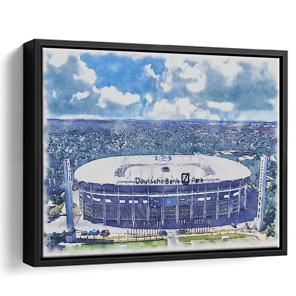 Eintracht Frankfurt, Deutsche Bank Park Watercolor, Sport Gift Art, Framed Canvas Print Wall Art