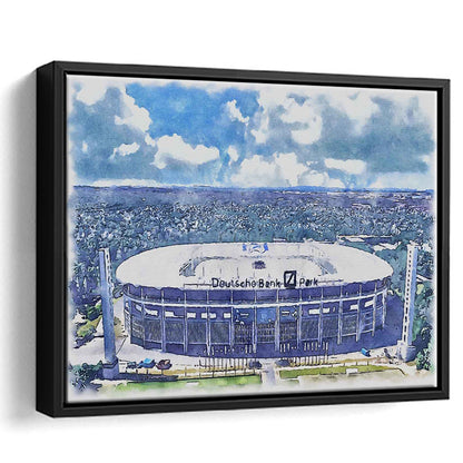 Eintracht Frankfurt, Deutsche Bank Park Watercolor, Sport Gift Art, Framed Canvas Print Wall Art