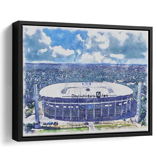 Eintracht Frankfurt, Deutsche Bank Park Watercolor, Sport Gift Art, Framed Canvas Print Wall Art