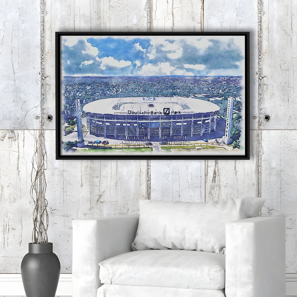 Eintracht Frankfurt, Deutsche Bank Park Watercolor, Sport Gift Art, Framed Canvas Print Wall Art