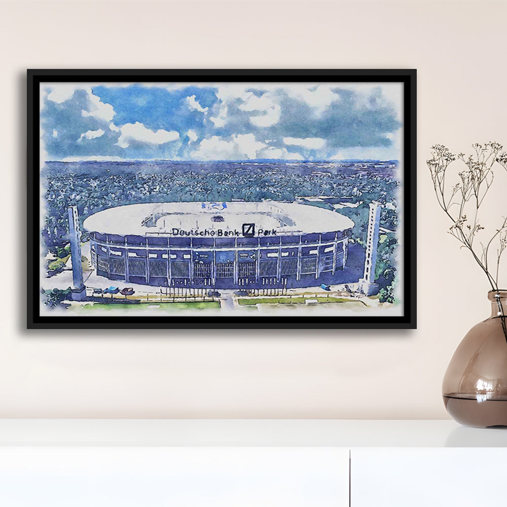 Eintracht Frankfurt, Deutsche Bank Park Watercolor, Sport Gift Art, Framed Canvas Print Wall Art