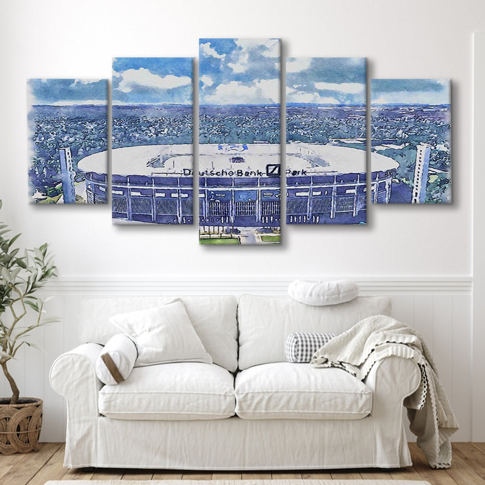 Eintracht Frankfurt, Deutsche Bank Park Watercolor, Sport Art, Mixed 5 Panel, Canvas Print Wall Art