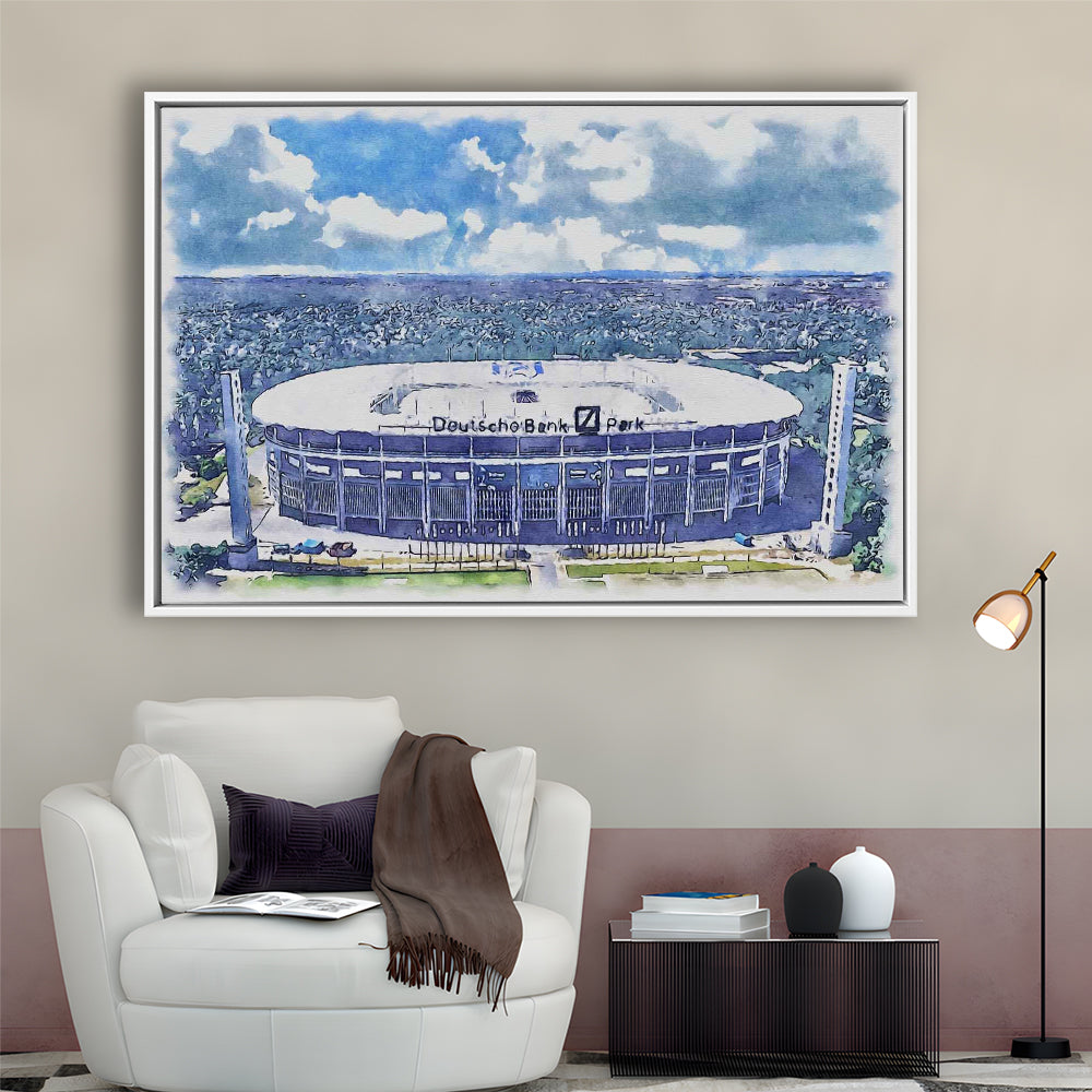 Eintracht Frankfurt, Deutsche Bank Park Watercolor, Sport Gift Art, Framed Canvas Print Wall Art