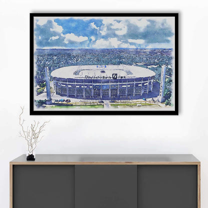 Eintracht Frankfurt, Deutsche Bank Park Watercolor, Sport Gift Art, Framed Art Print Wall Decor