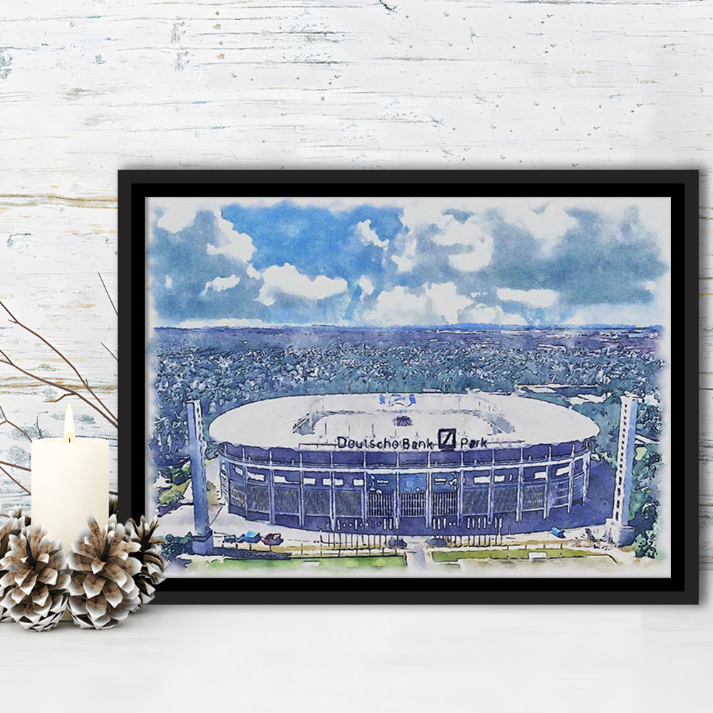 Eintracht Frankfurt, Deutsche Bank Park Watercolor, Sport Gift Art, Framed Canvas Print Wall Art
