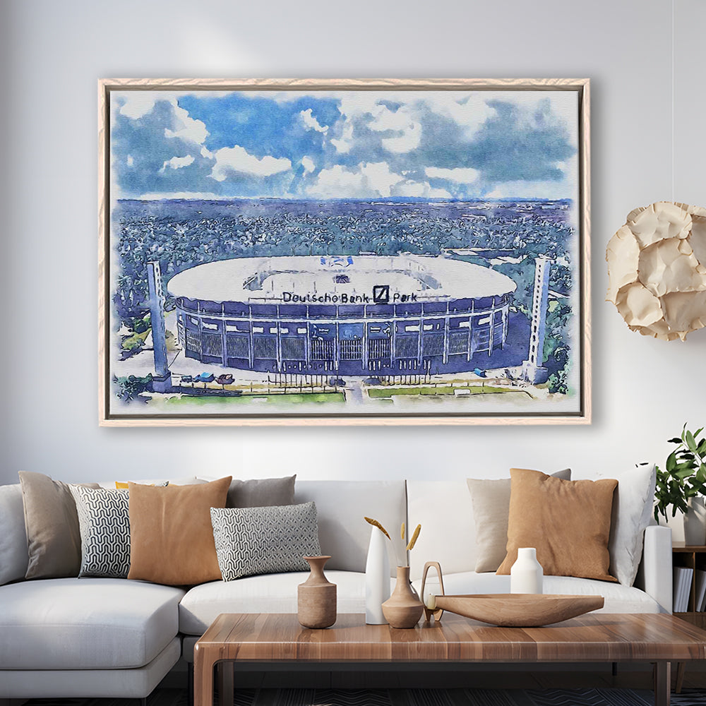 Eintracht Frankfurt, Deutsche Bank Park Watercolor, Sport Gift Art, Framed Canvas Print Wall Art