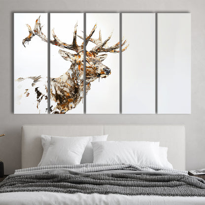 Elk With Antlers Knife Painting, Hunting Art, Painting Art, Multi Panels Canvas Print Wall Art