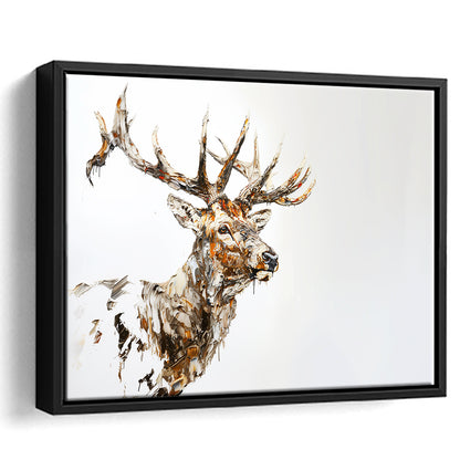 Elk With Antlers Knife Painting, Hunting Art Decor, Painting Art, Floating Framed Canvas Print Wall Art