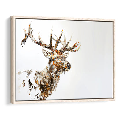 Elk With Antlers Knife Painting, Hunting Art Decor, Painting Art, Floating Framed Canvas Print Wall Art