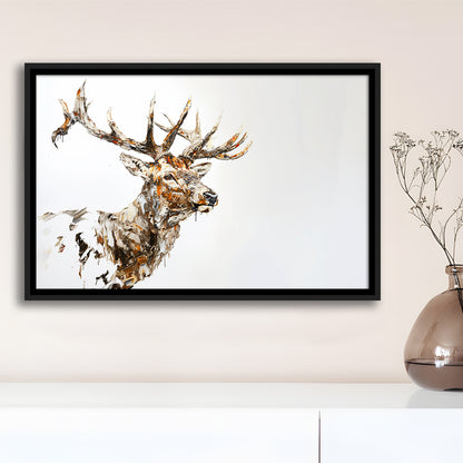 Elk With Antlers Knife Painting, Hunting Art Decor, Painting Art, Floating Framed Canvas Print Wall Art