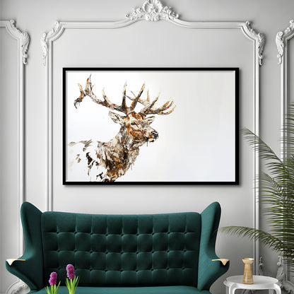 Elk With Antlers Knife Painting, Hunting Art Decor, Painting Art, Framed Art Print Wall Decor, Framed Picture