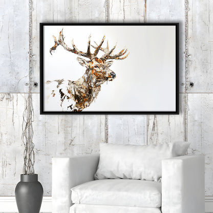 Elk With Antlers Knife Painting, Hunting Art Decor, Painting Art, Floating Framed Canvas Print Wall Art
