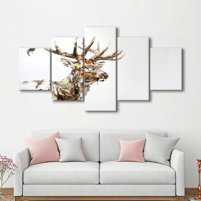 Elk With Antlers Knife Painting, Hunting Art Decor, Painting Art, Mixed Panels Canvas Print Wall Art